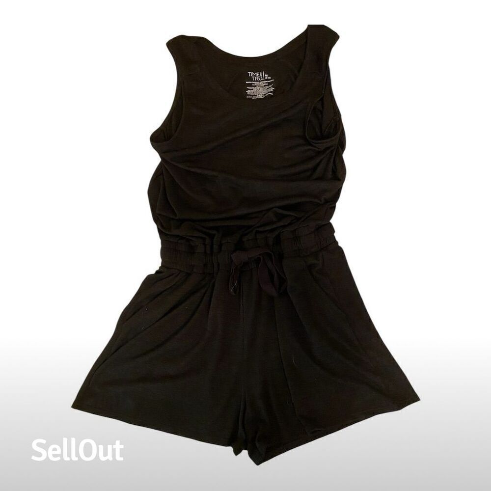 Hanes Women's Sleeveless Romper Black Size M Casual One-Piece